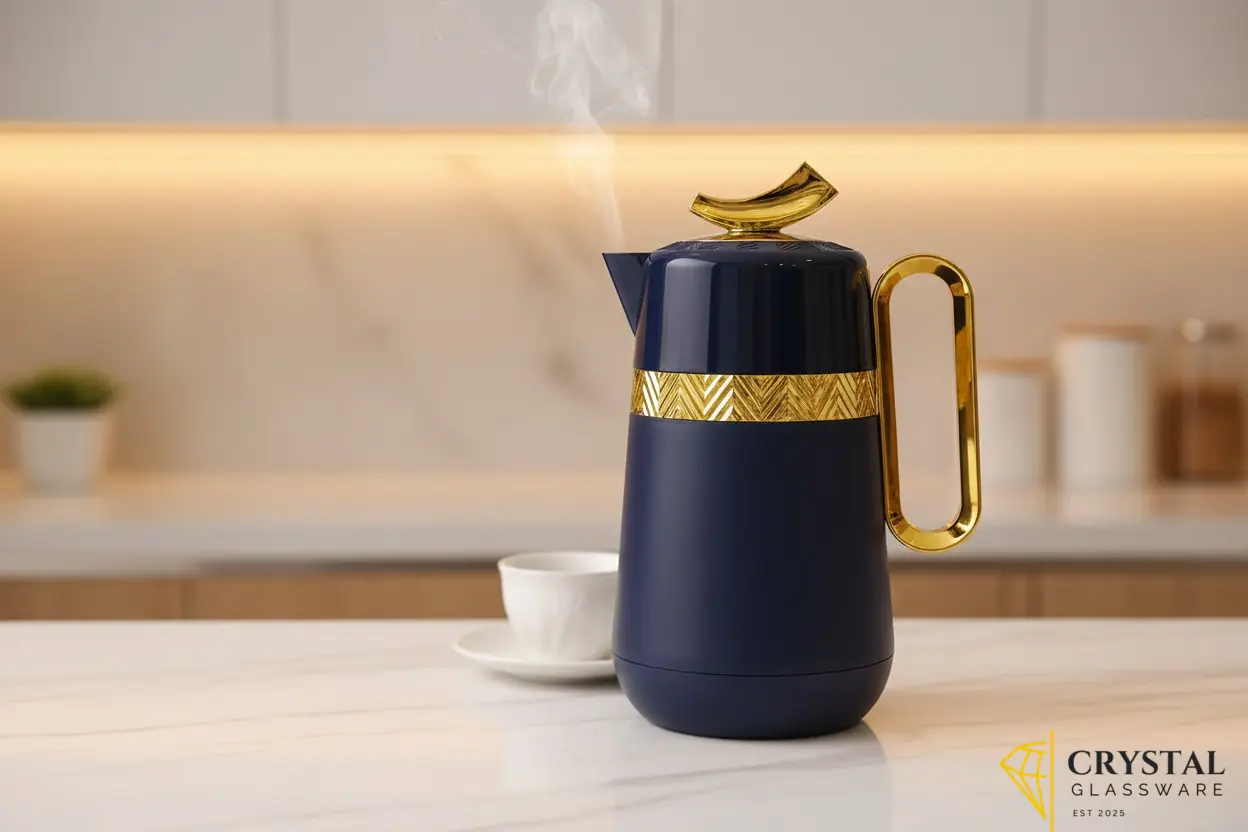Parati brand vacuum flask with vibrant gold patterned